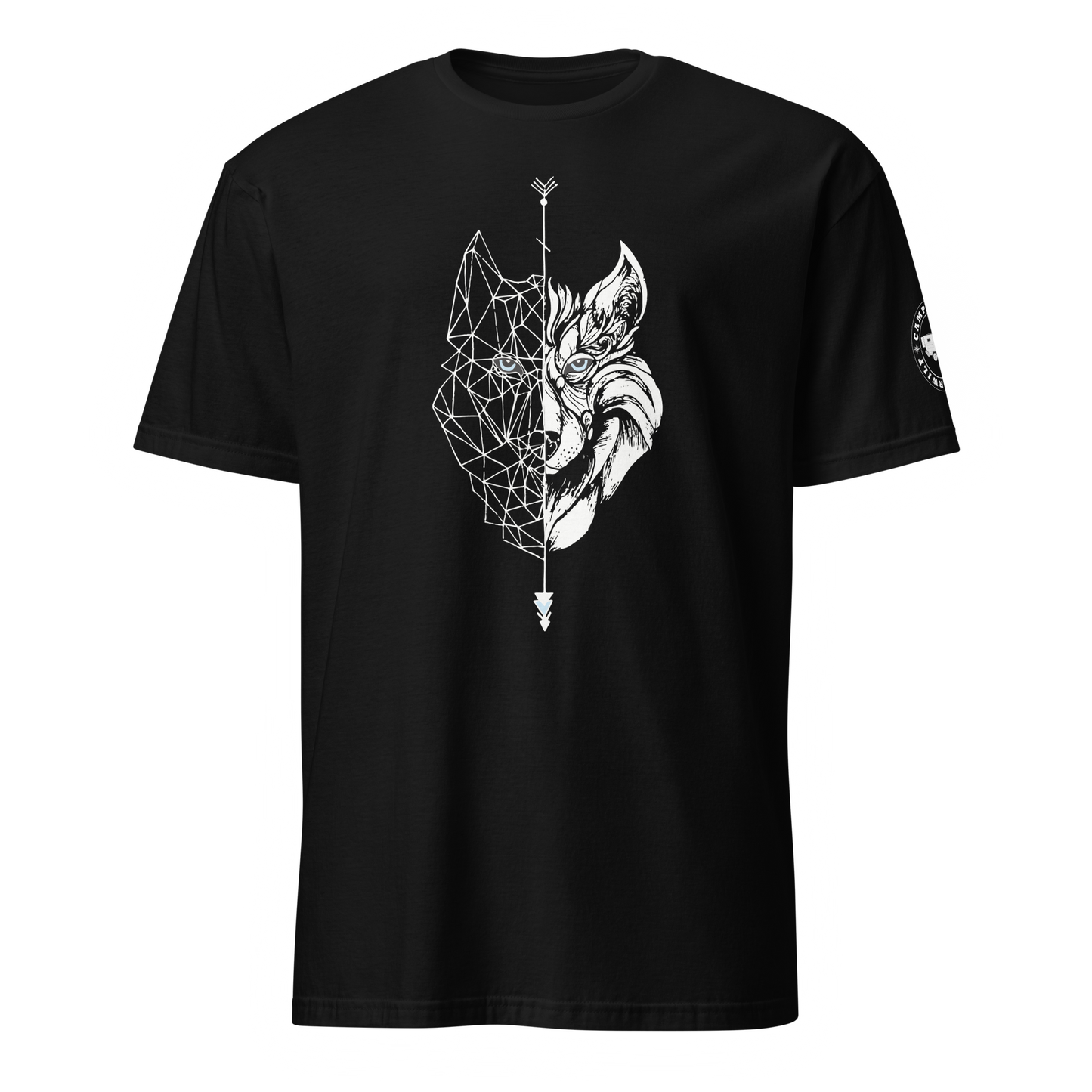 Camiseta Camperwilf® 100% algodón- Negro, Lobo blanco