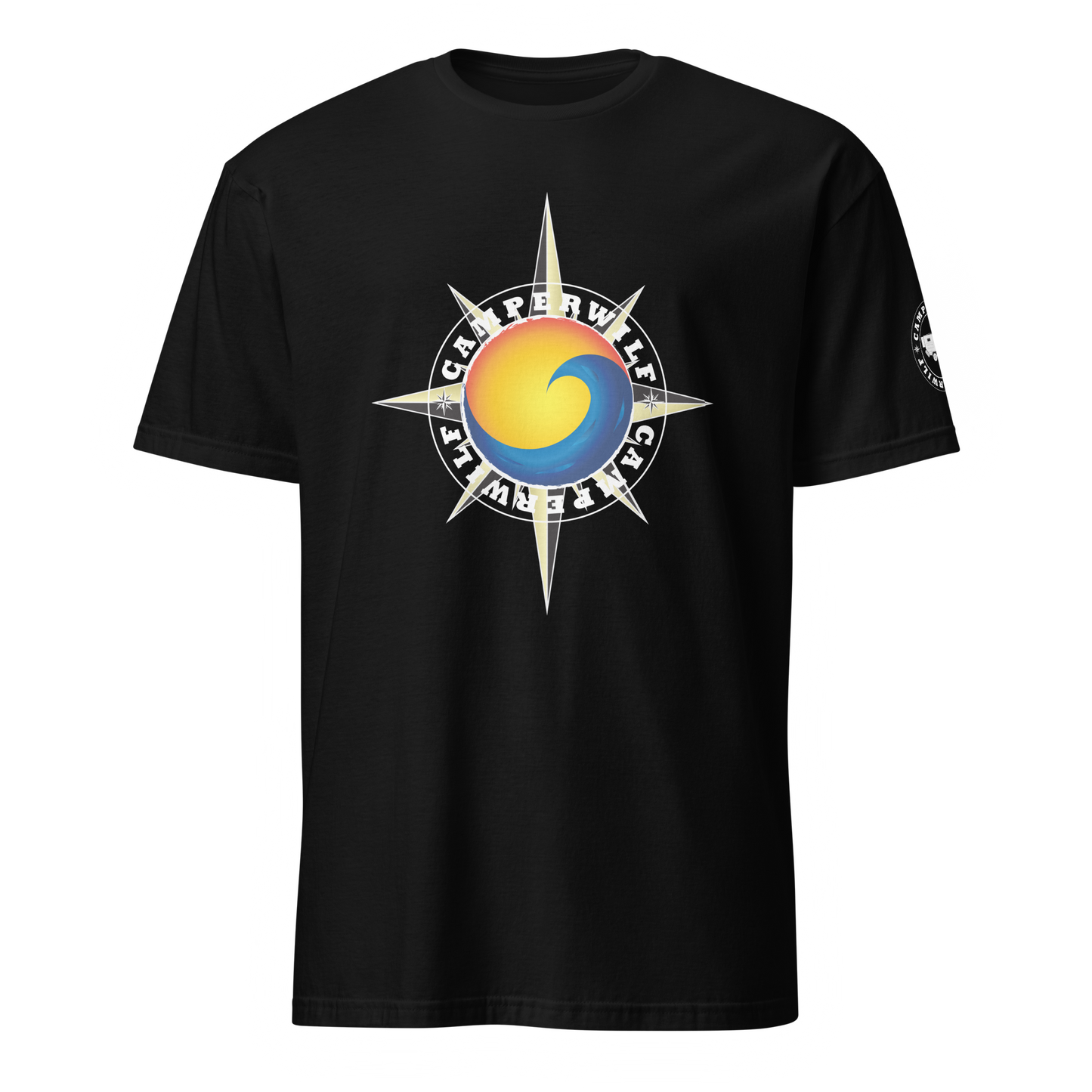 Camiseta Camperwilf® 100% algodón- Negro, Sol y Mar