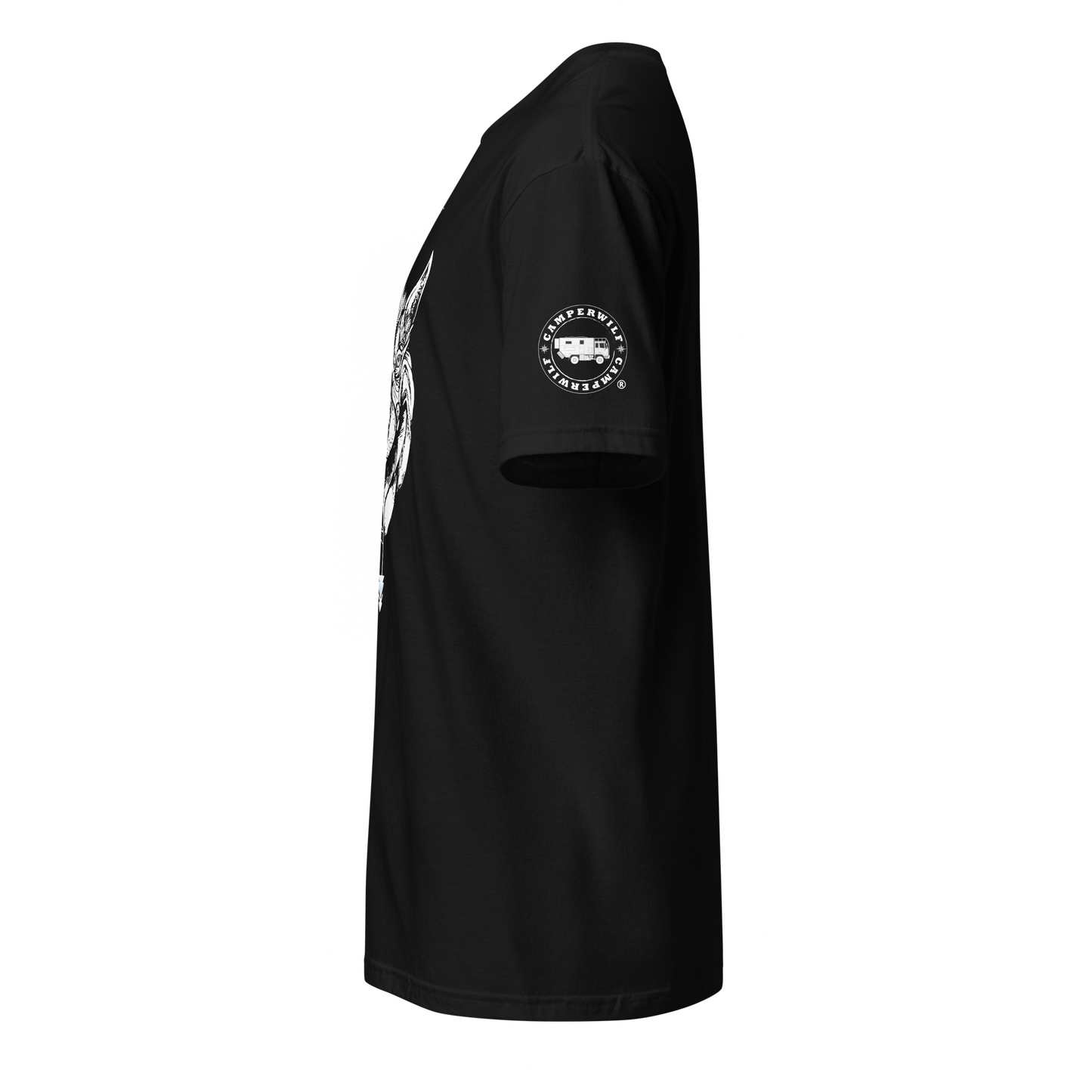 Camiseta Camperwilf® 100% algodón- Negro, Lobo blanco