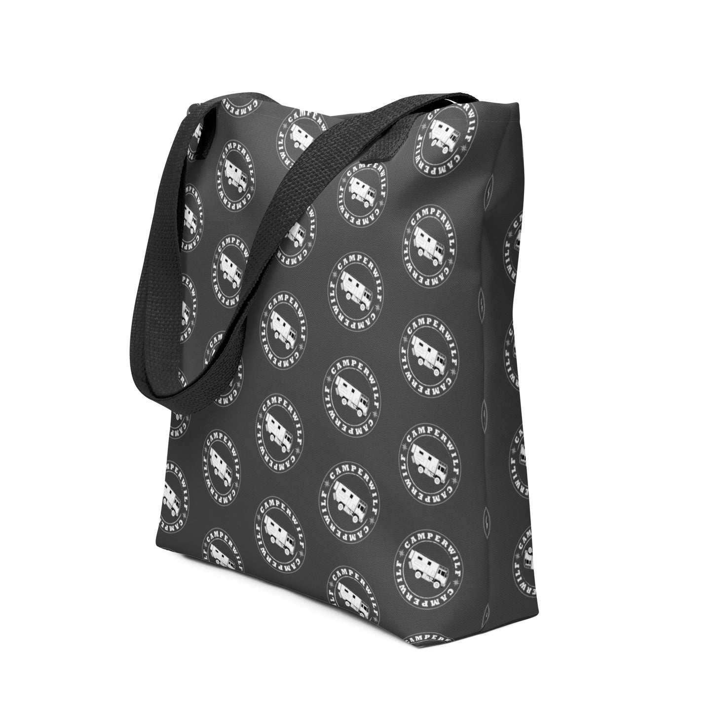 Bolso Camperwilf® – Negro, Cosido a Mano con Asas Multicolor