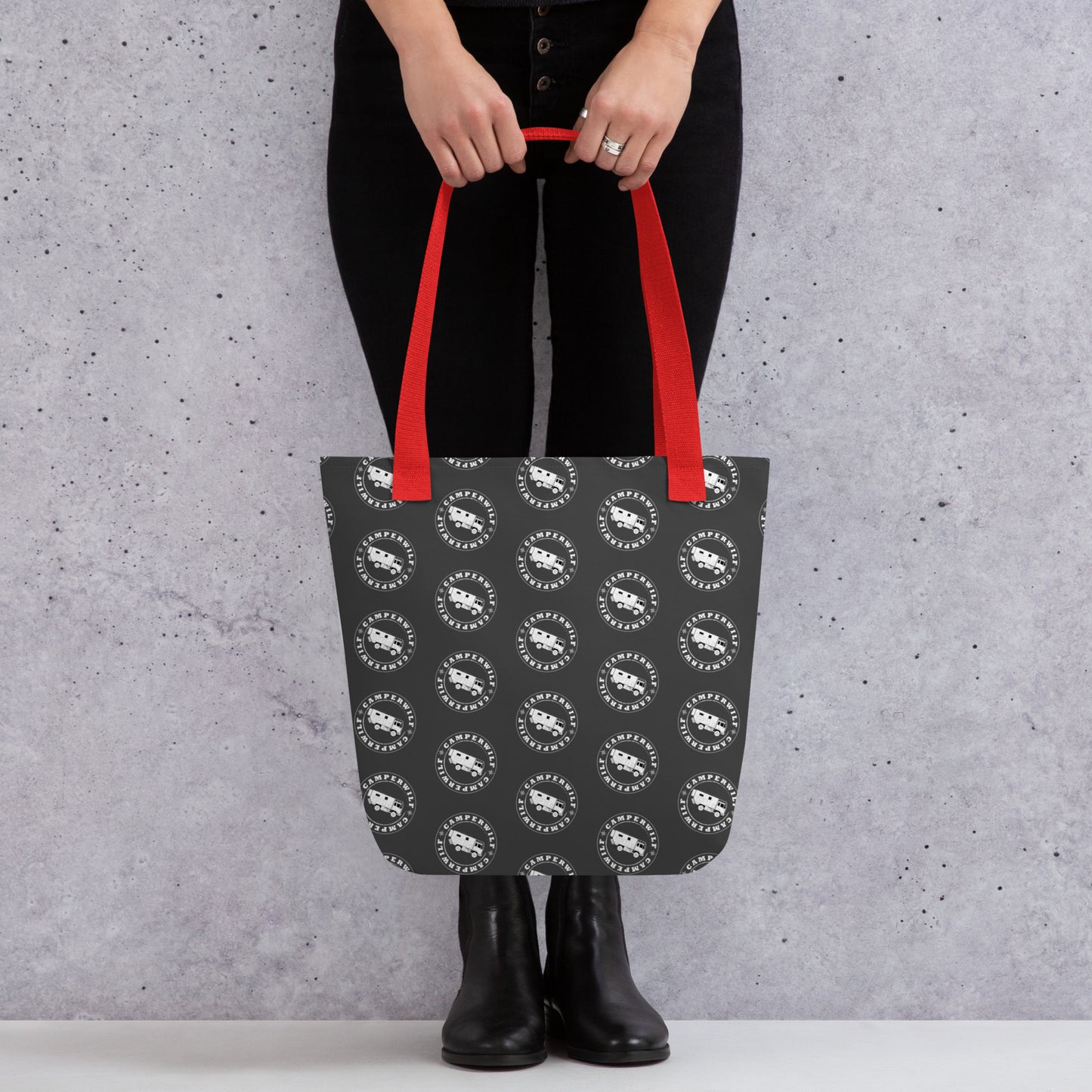 Bolso Camperwilf® – Negro, Cosido a Mano con Asas Multicolor
