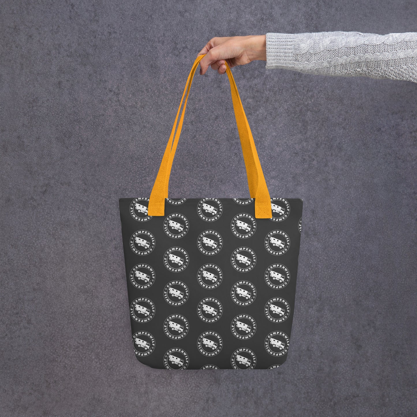 Bolso Camperwilf® – Negro, Cosido a Mano con Asas Multicolor