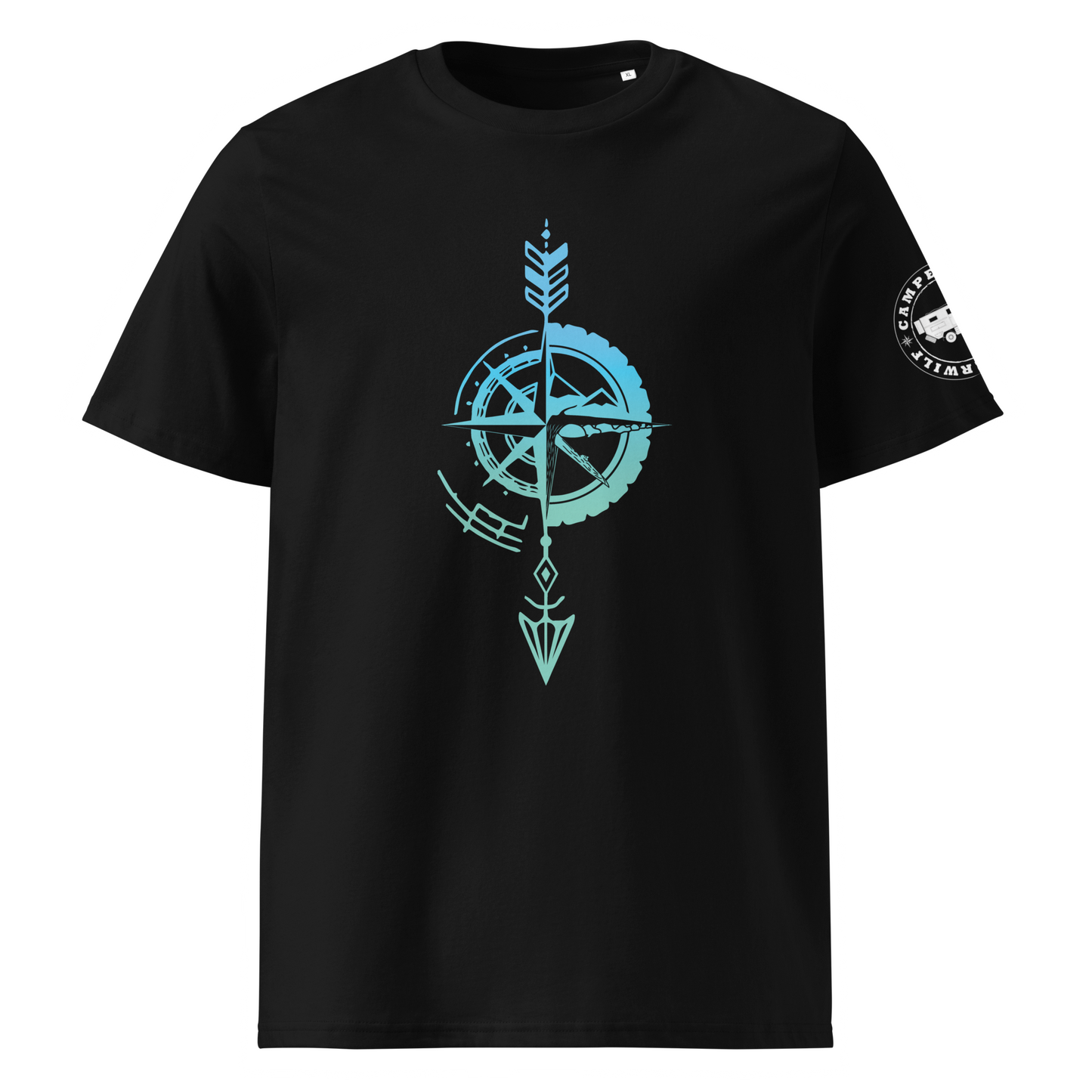 Camiseta Camperwilf® – Flecha Azul (Color Negro)