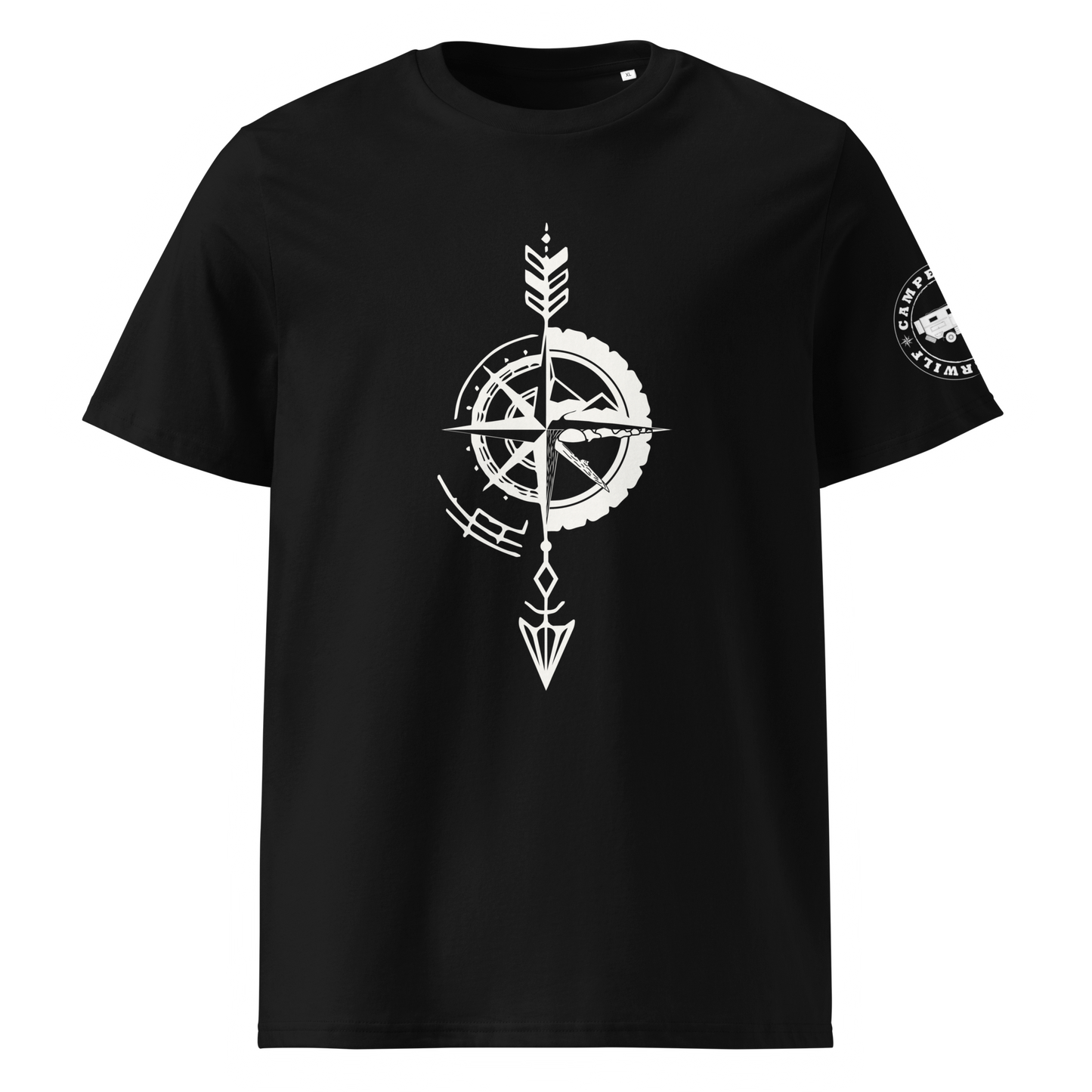 Camiseta Camperwilf® – Flecha Blanca (Color Negro)