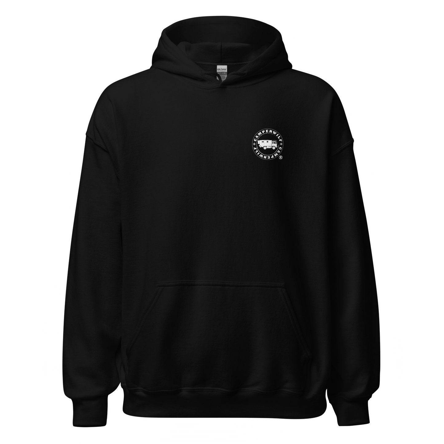 Sudadera Camperwilf® – Negra con Logo Blanco
