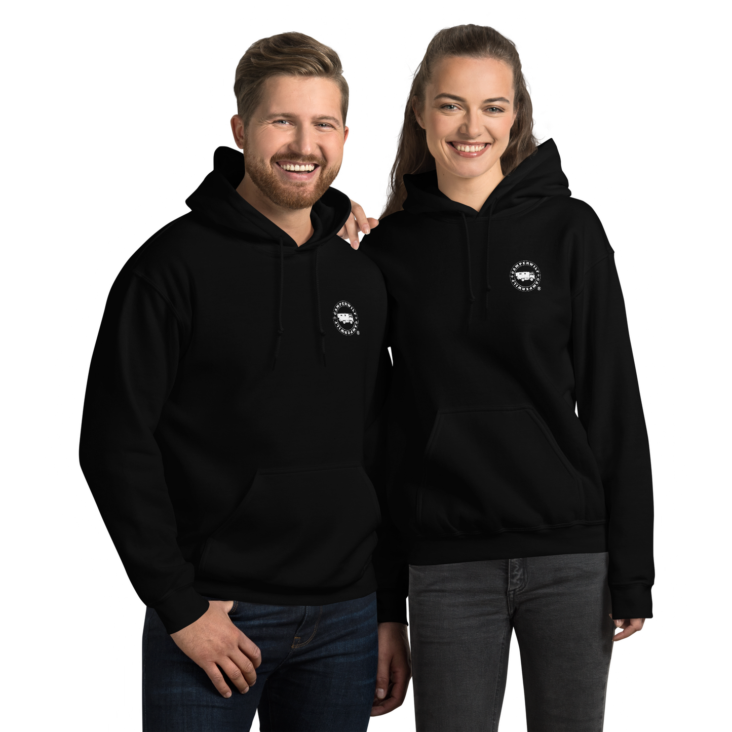 Sudadera Camperwilf® – Negra con Logo Blanco