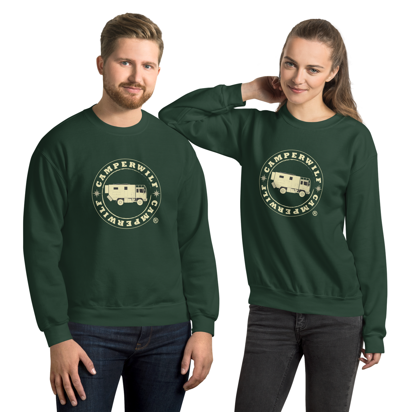 Sudadera Camperwilf® – Logo Dorado (Color Verde Bosque)