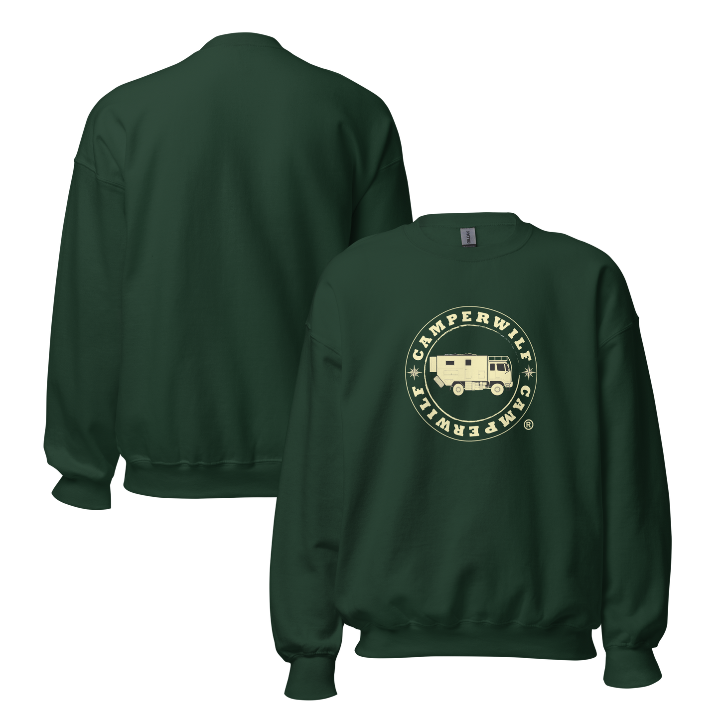 Sudadera Camperwilf® – Logo Dorado (Color Verde Bosque)