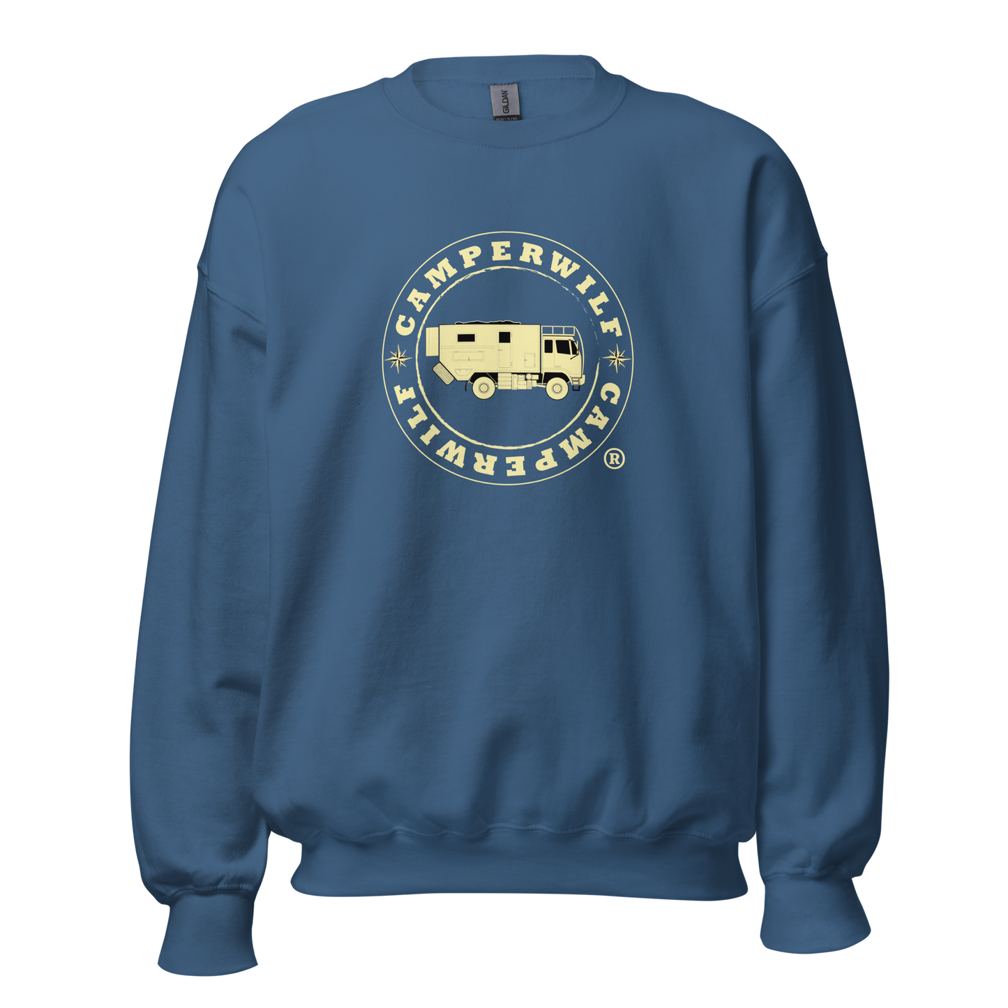 Sudadera Camperwilf® – Logo Dorado (Color Azul Puerto)