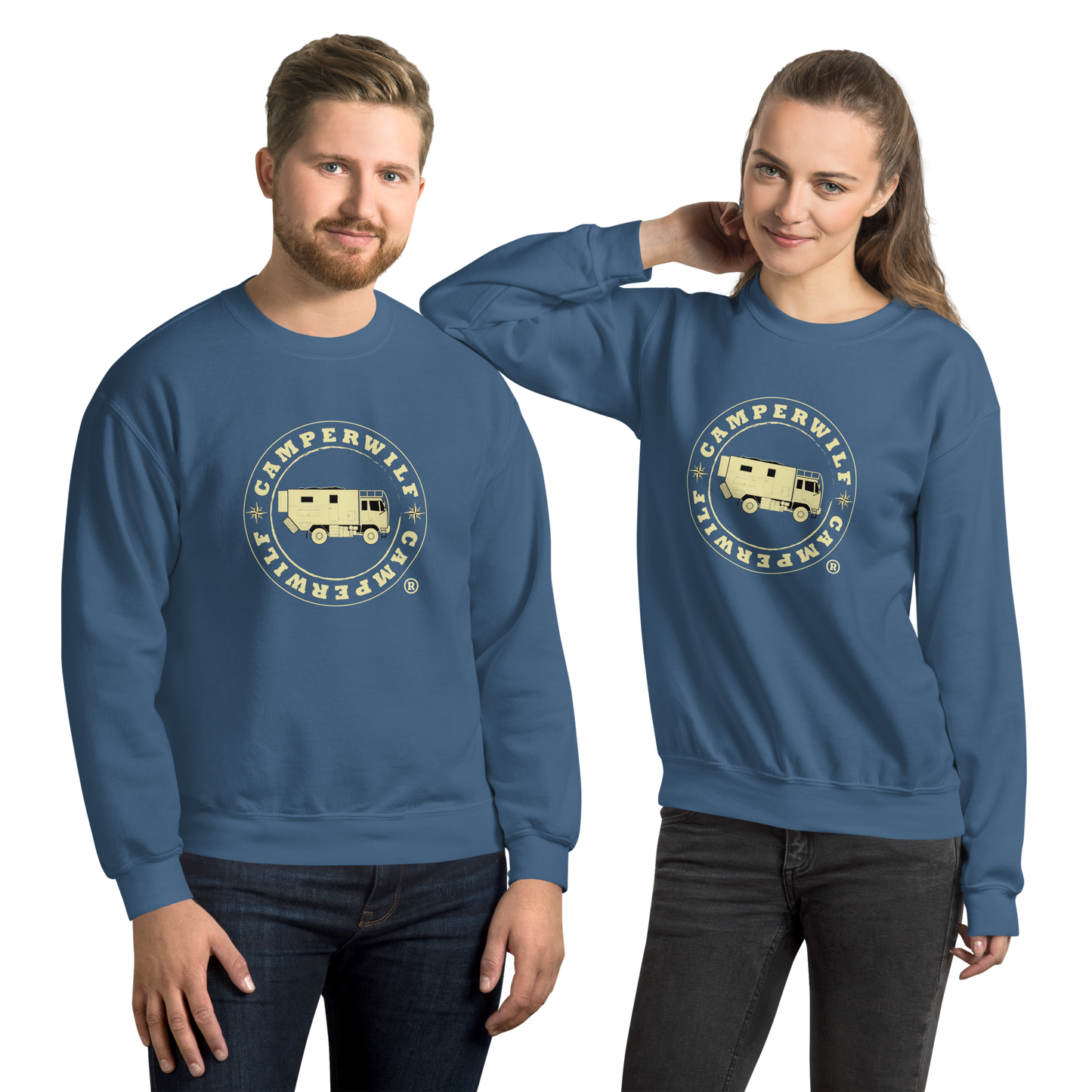 Sudadera Camperwilf® – Logo Dorado (Color Azul Puerto)