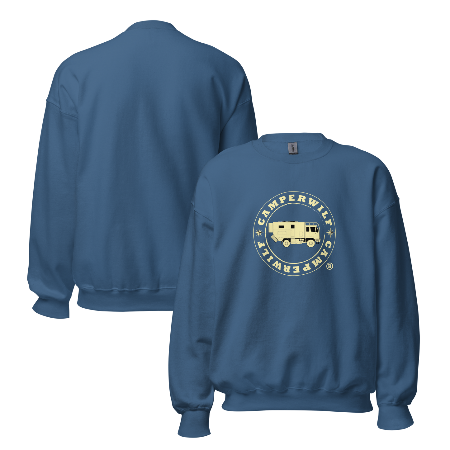 Sudadera Camperwilf® – Logo Dorado (Color Azul Puerto)
