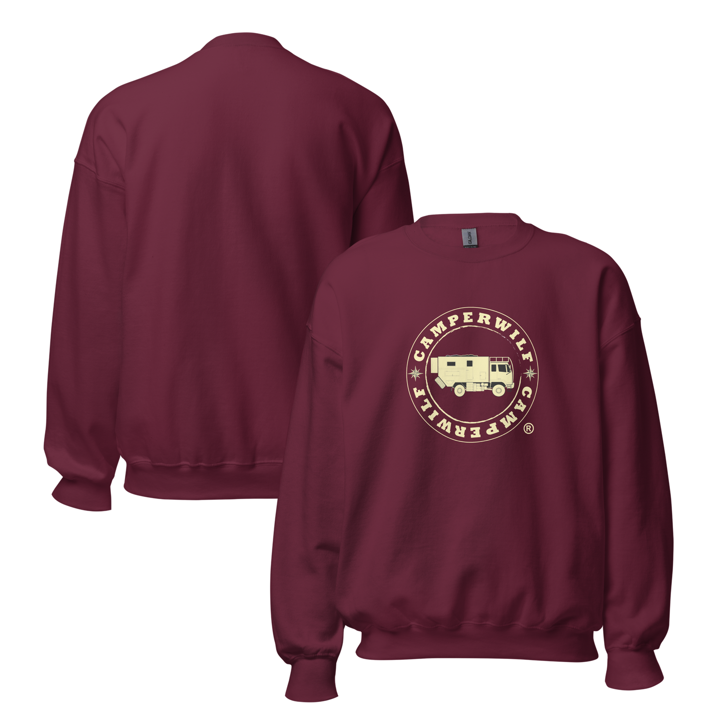 Sudadera Camperwilf® – Logo Dorado (Color Burdeos)
