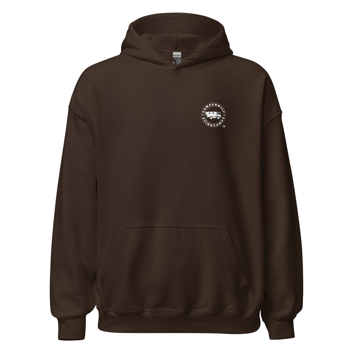 PARA HOMBRE: Sudadera con capucha COLOR CHOCOLATE con LOBO CELESTE