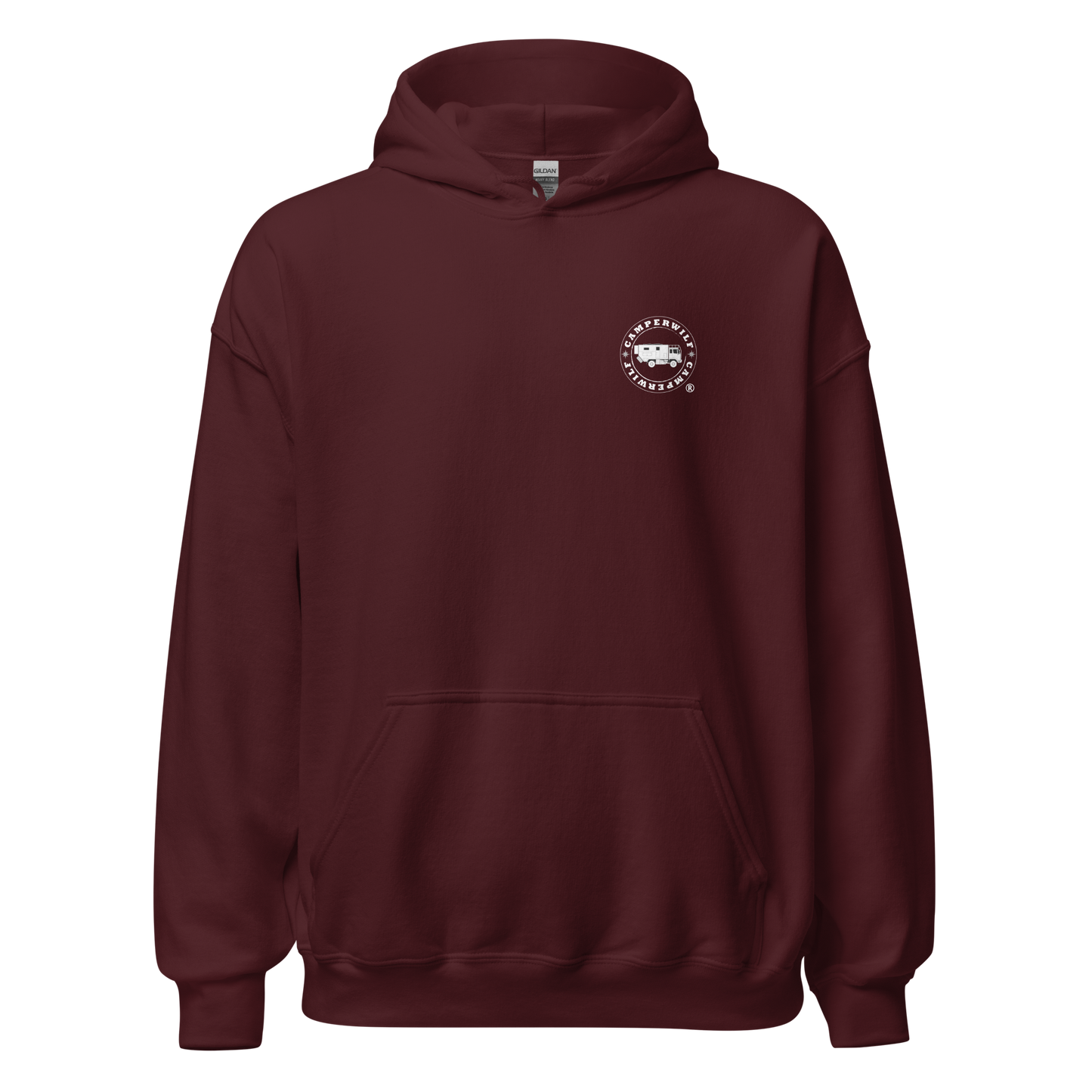 Sudadera Camperwilf® – Flecha Blanca (Color Burdeos)