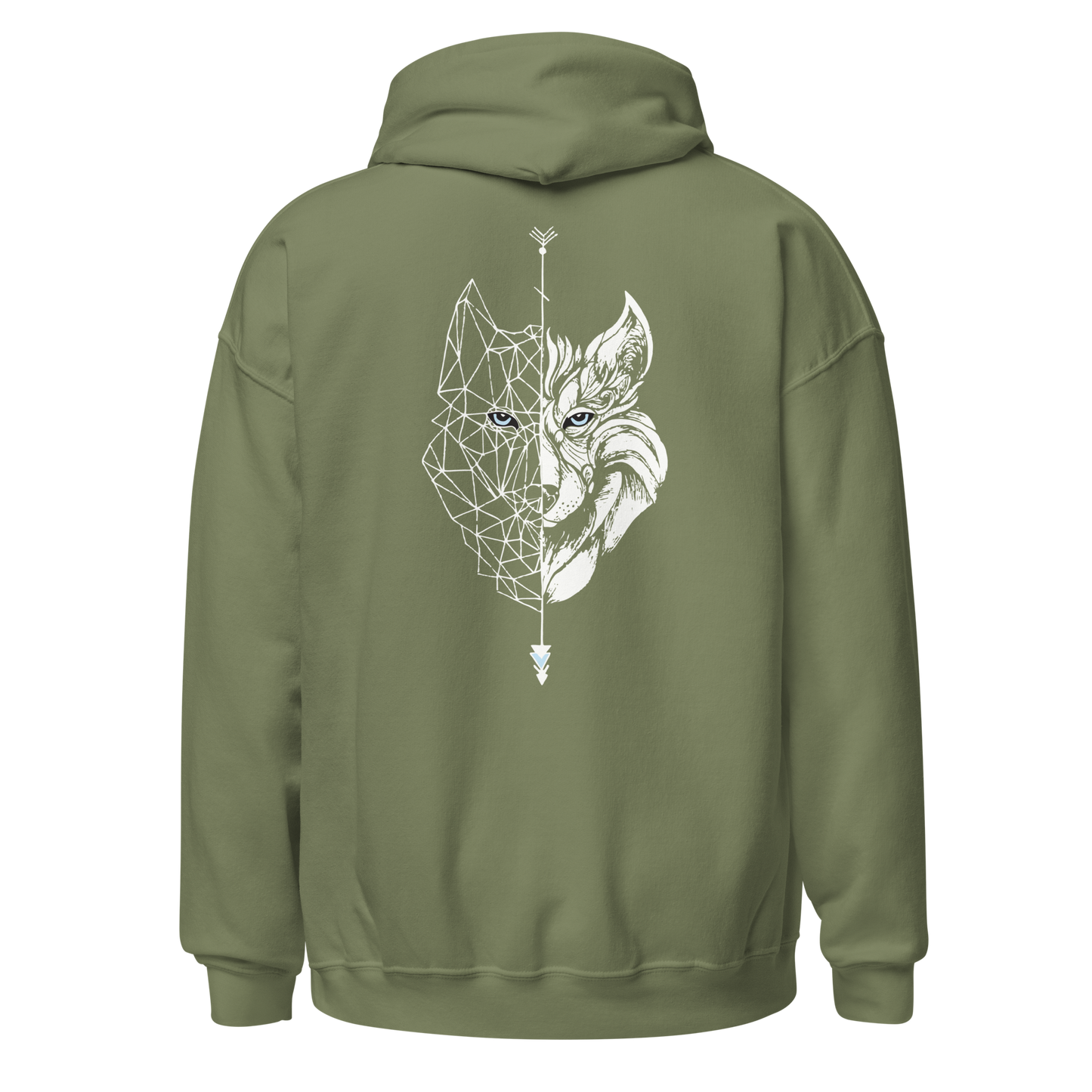 Sudadera Camperwilf® – Lobo Blanco (Color Verde Musgo)