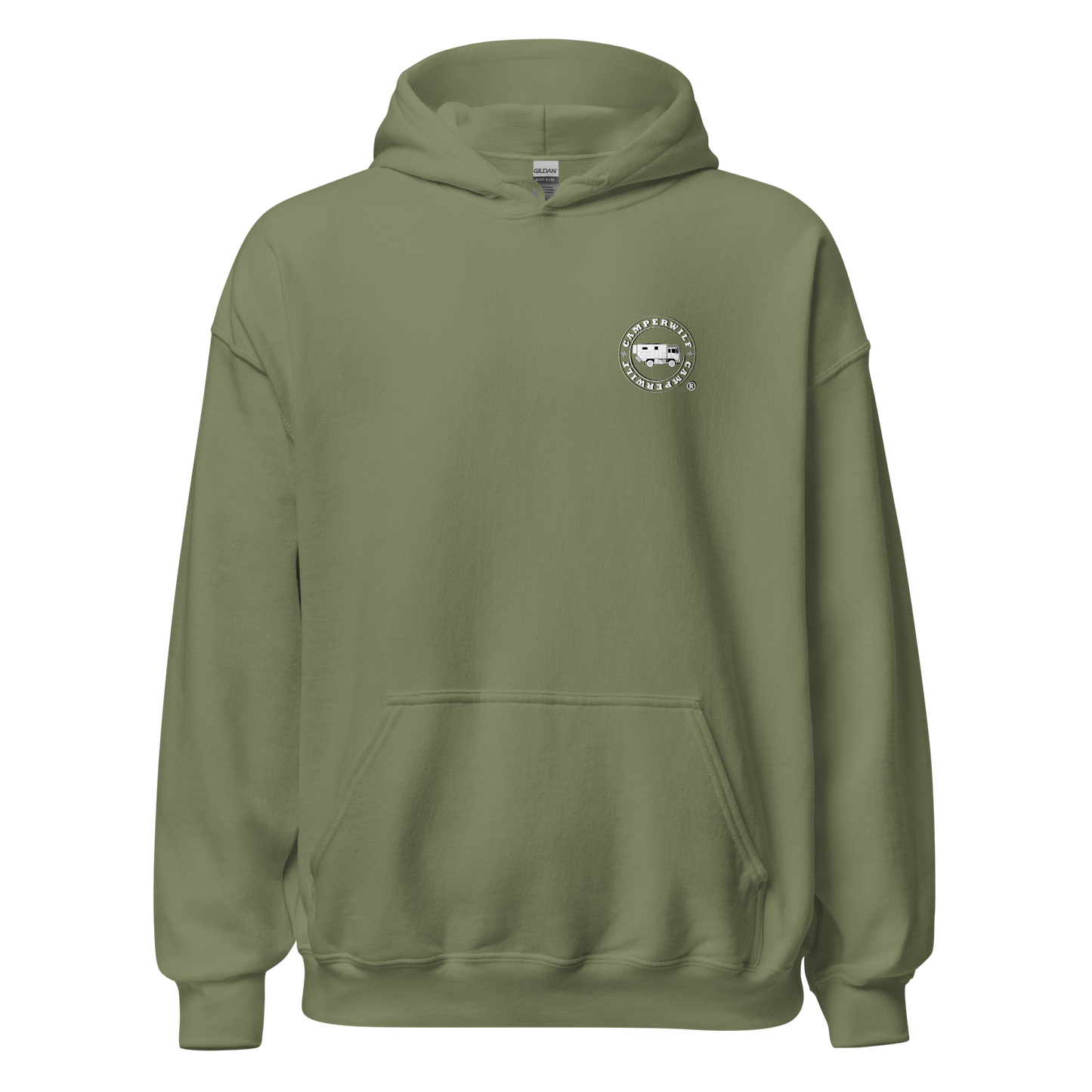 Sudadera Camperwilf® – Lobo Blanco (Color Verde Musgo)