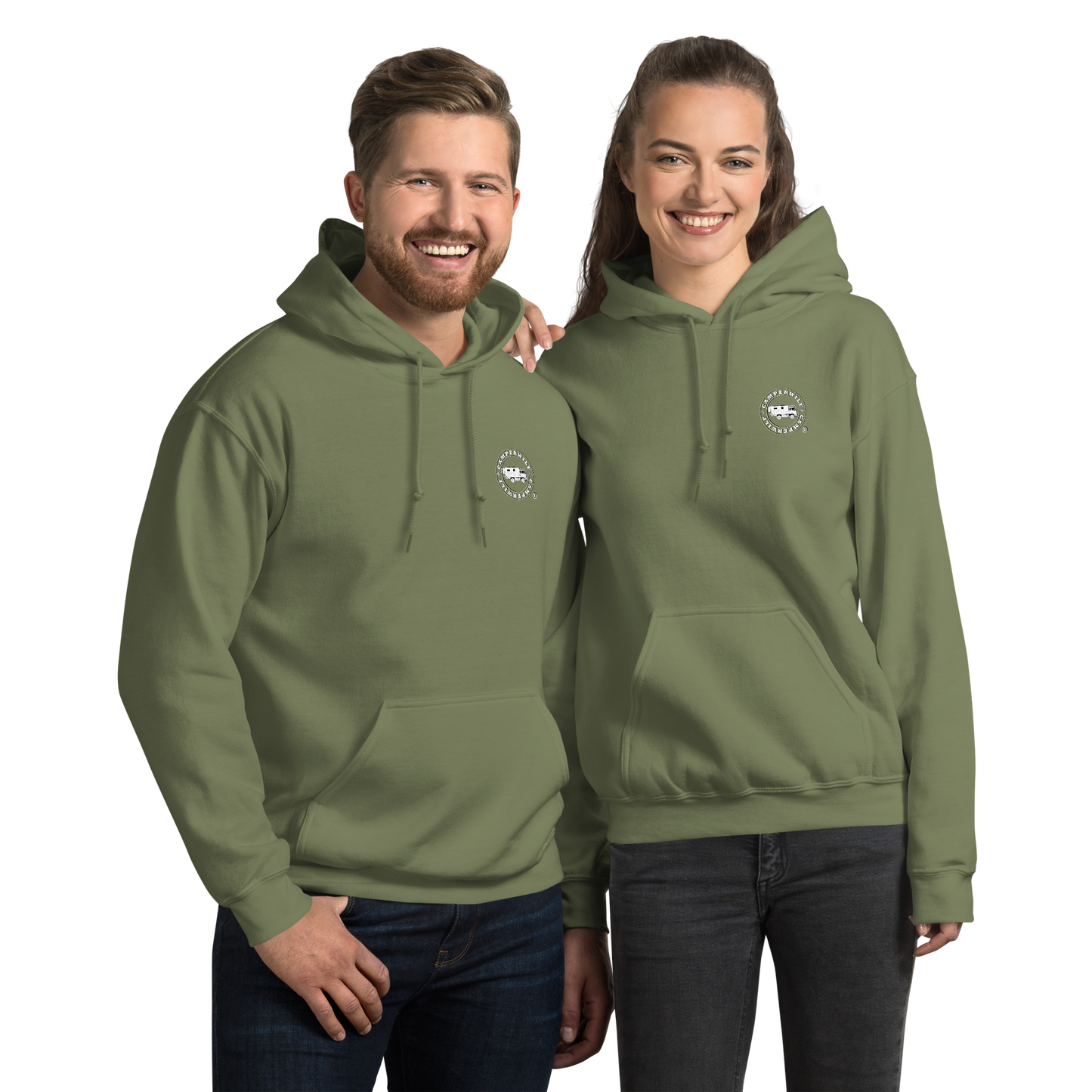 Sudadera Camperwilf® – Lobo Blanco (Color Verde Musgo)