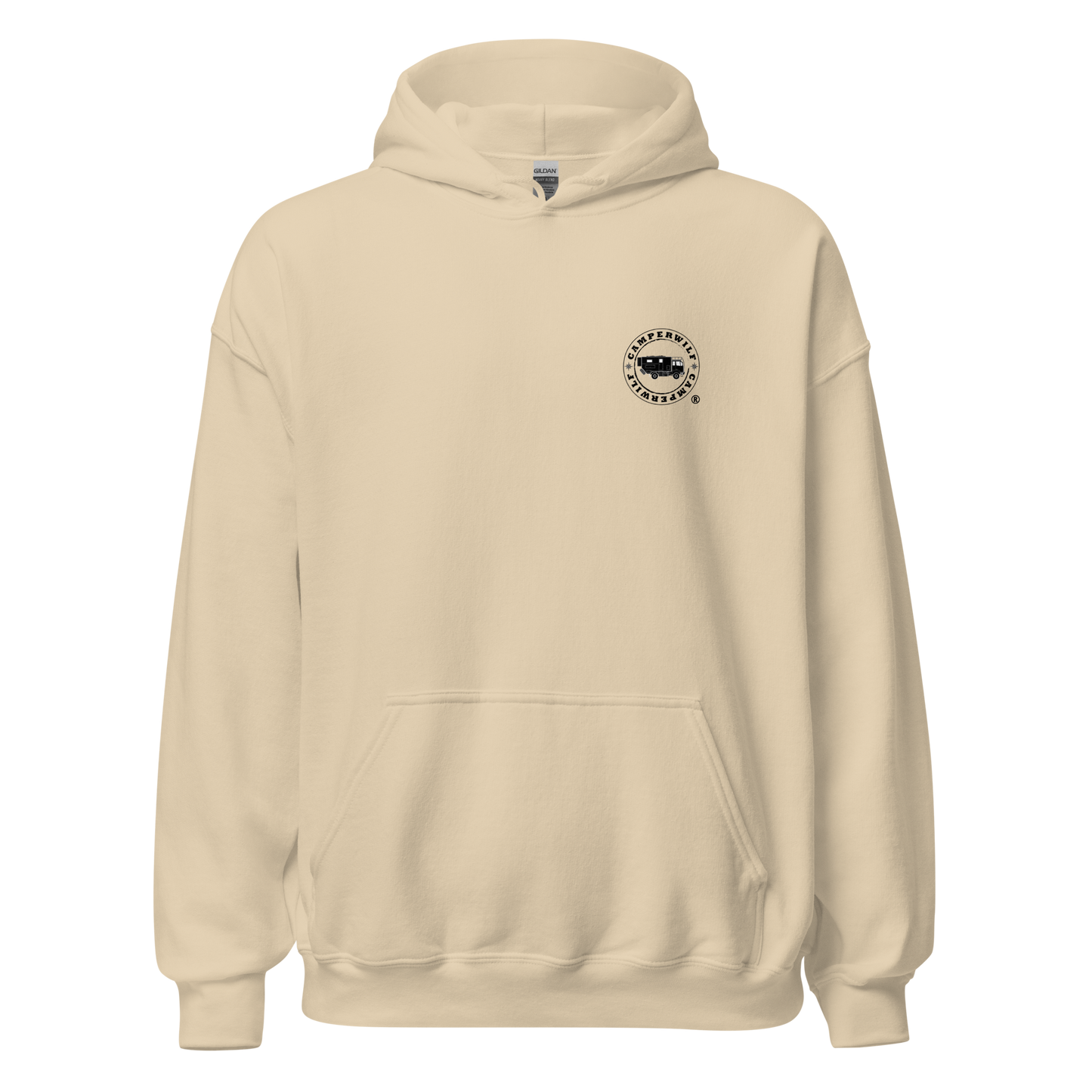 Sudadera Camperwilf® – Flecha Azul (Color Arena)