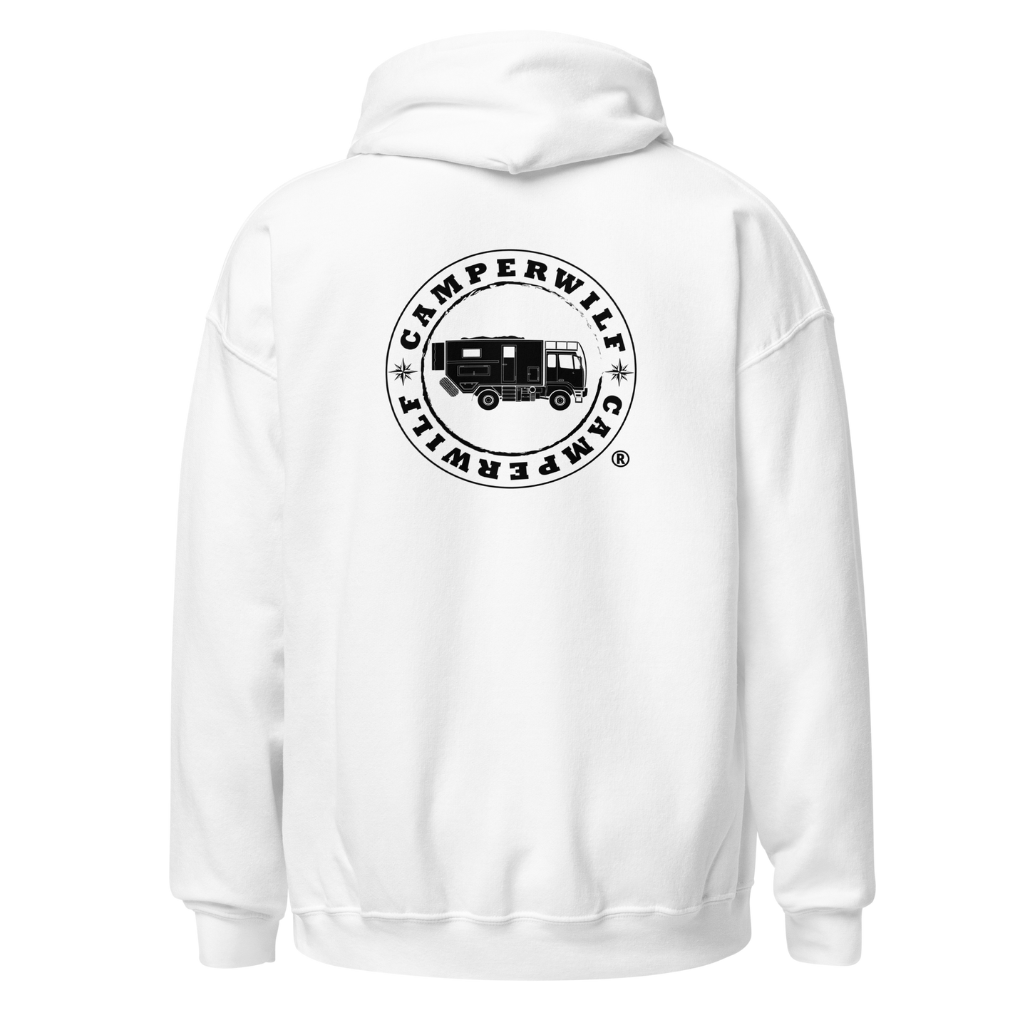 Sudadera Camperwilf® – Blanca con Logo Grande
