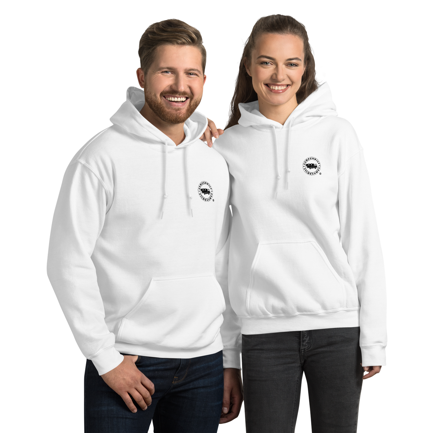 Sudadera Camperwilf® – Flecha Negra (Color Blanco)