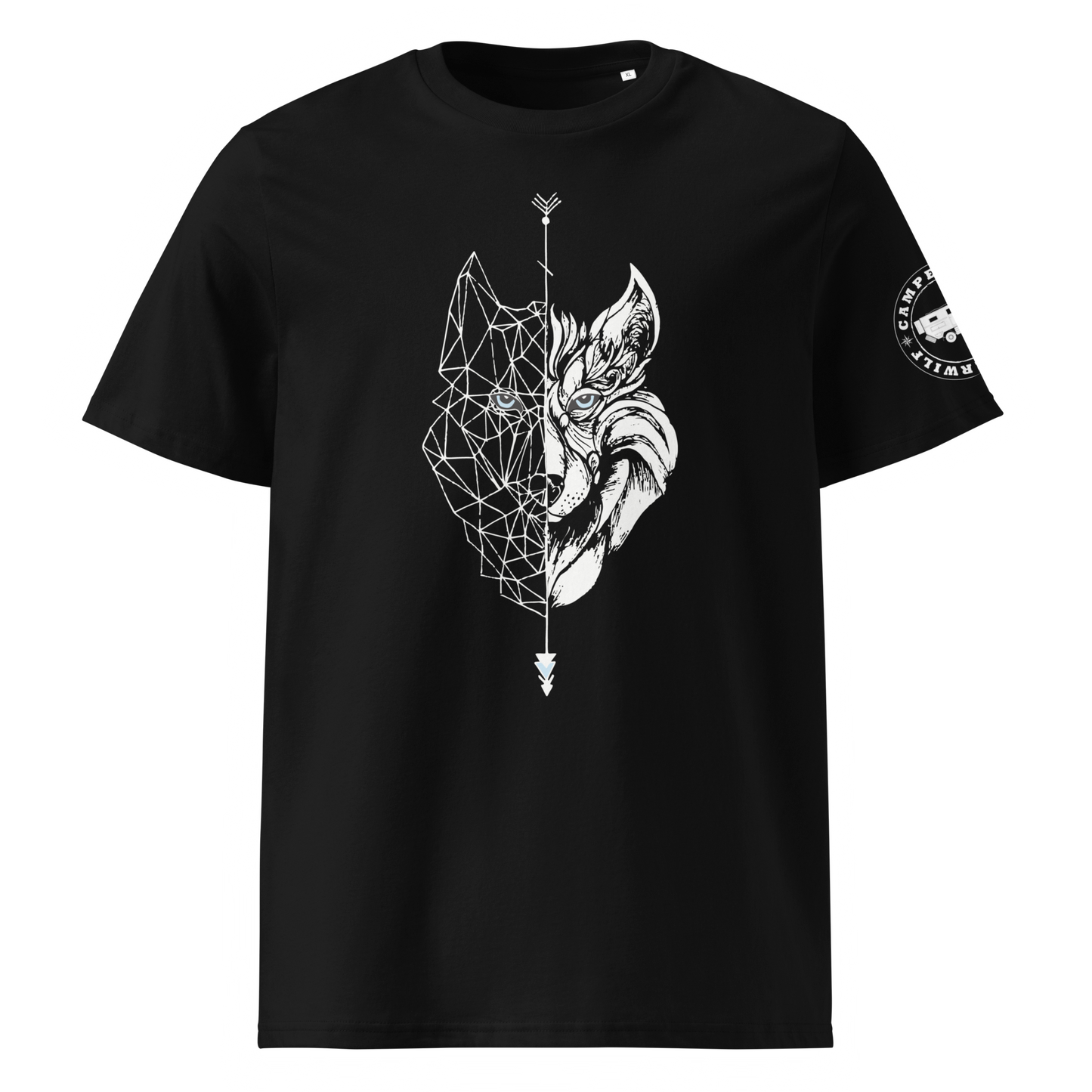 Camiseta Camperwilf® – Lobo Blanco (Color Negro)