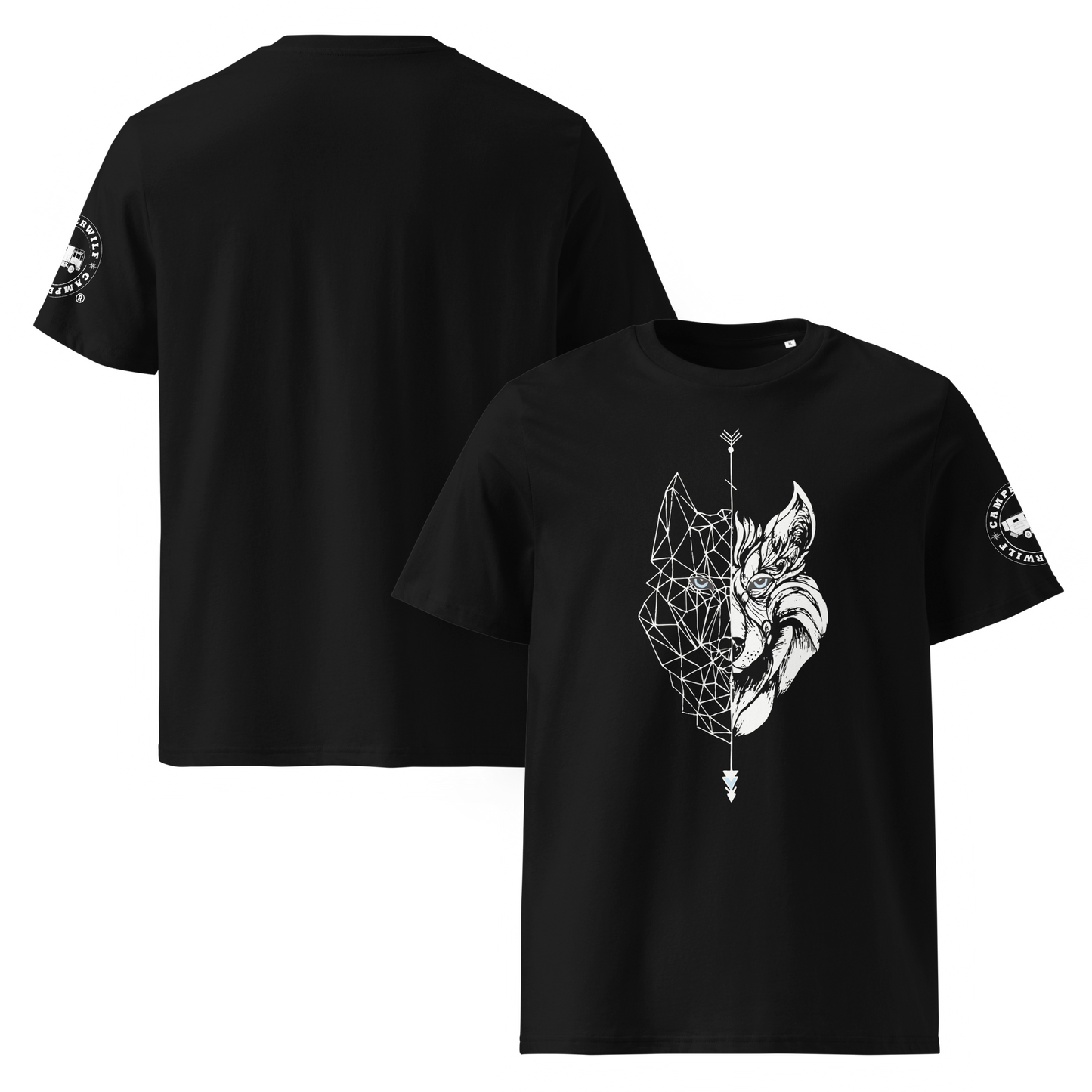Camiseta Camperwilf® – Lobo Blanco (Color Negro)