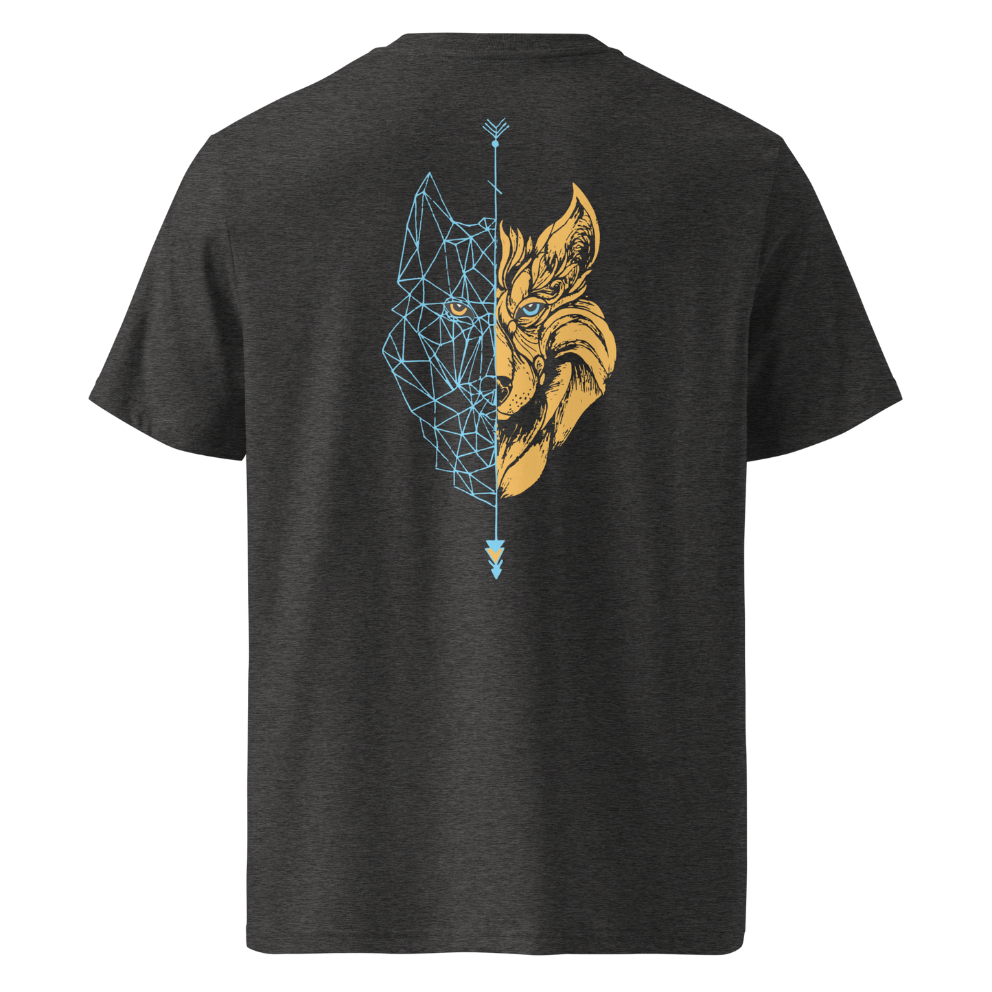 Camiseta Camperwilf® – Lobo Azul/Naranja (Color Gris Oscuro)