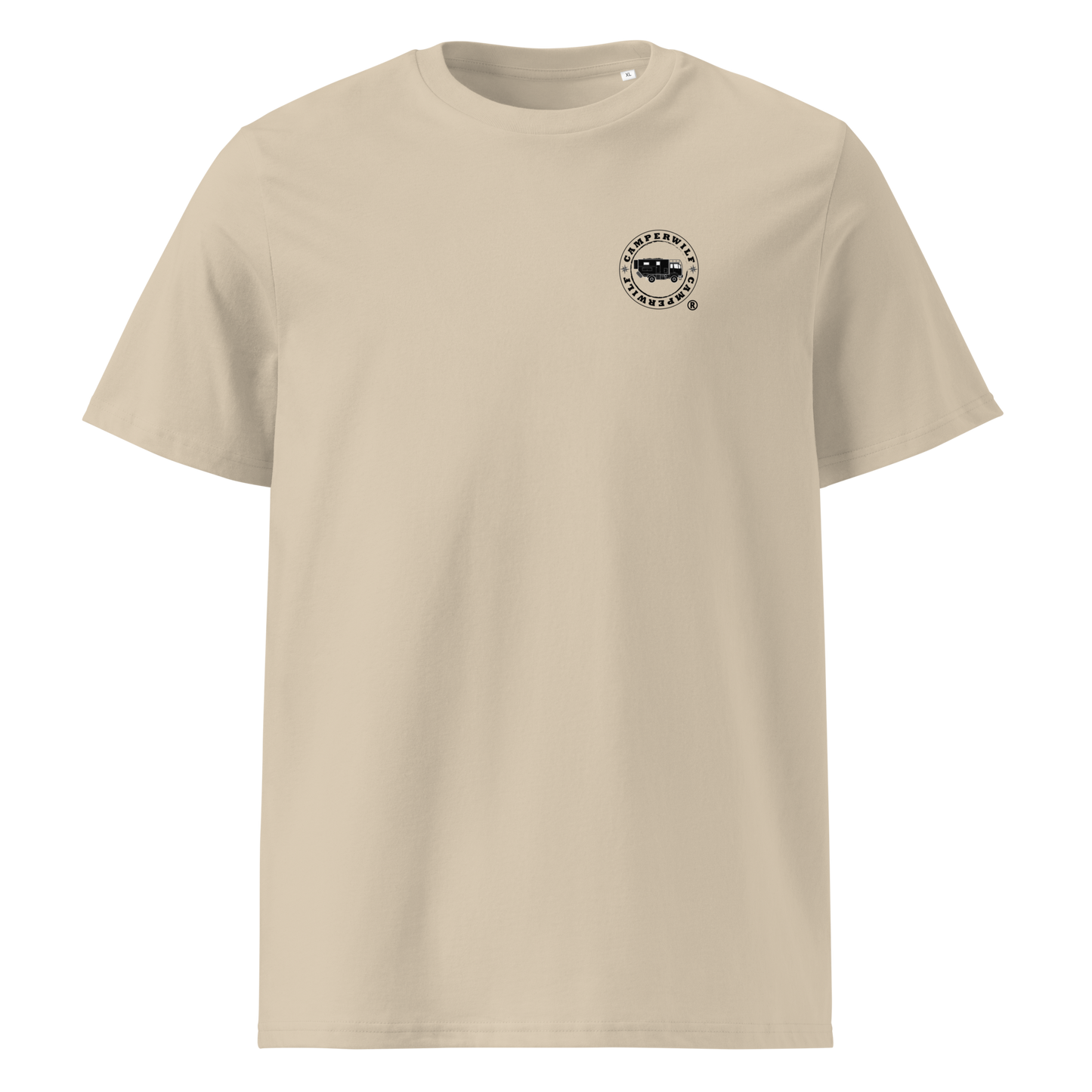 Camiseta Camperwilf® – Flecha Azul (Color Beige)