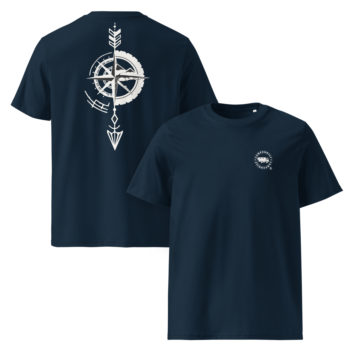 Camiseta Camperwilf® – Flecha Blanca (Color Azul Navy)