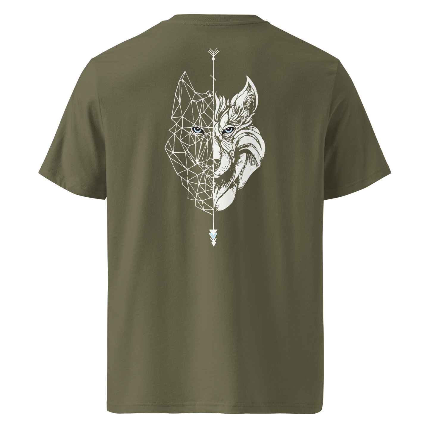 Camiseta Camperwilf® – Lobo Blanco (Color Verde Musgo)