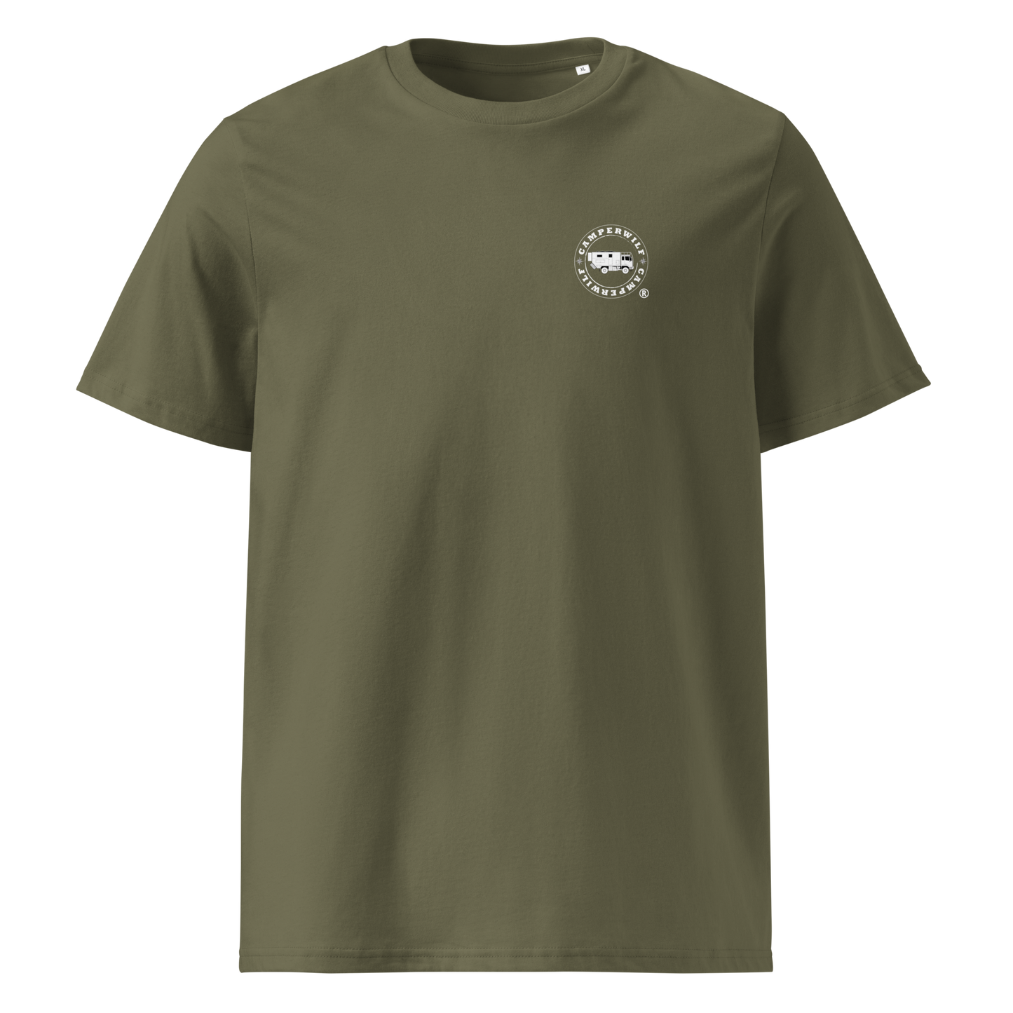 Camiseta Camperwilf® – Lobo Blanco (Color Verde Musgo)