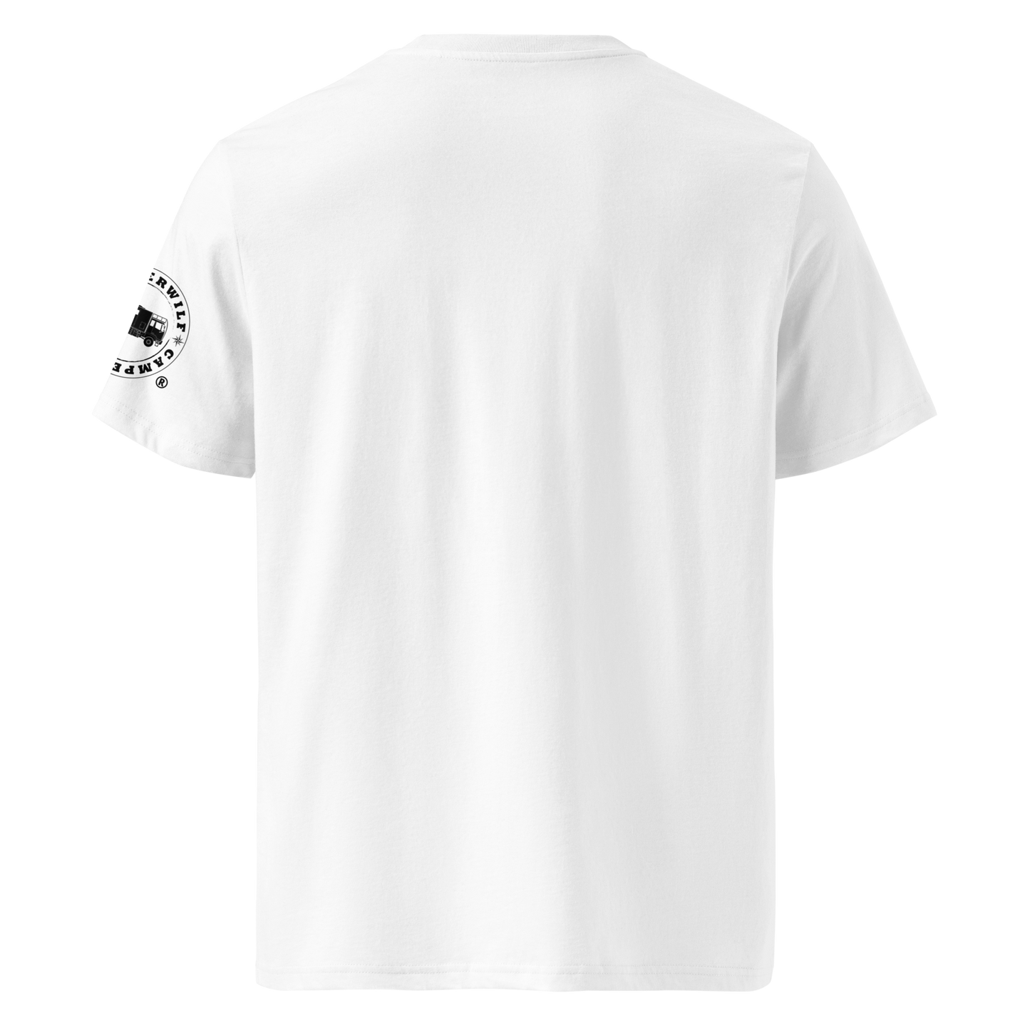 Camiseta Camperwilf® – Flecha Negra (Color Blanco)