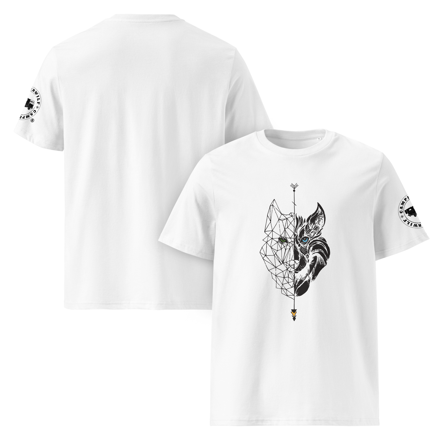 Camiseta Camperwilf® – Lobo Negro (Color Blanco)