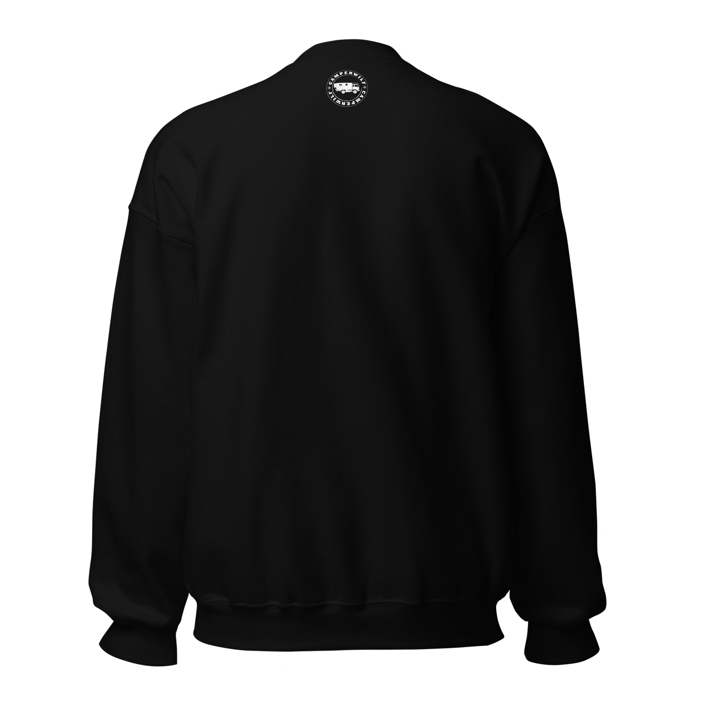 Sudadera sin Capucha Camperwilf® – Lobo Degradado morado a azul flúor, color Negro.