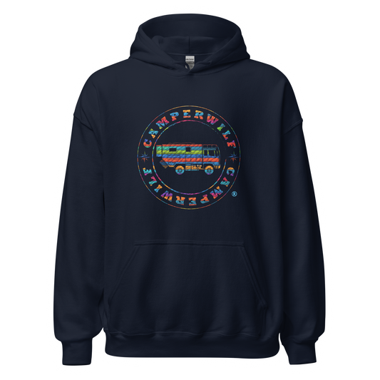 Sudadera Camperwilf® – Logo Multicolor Efecto Bordado (Azul Navy)