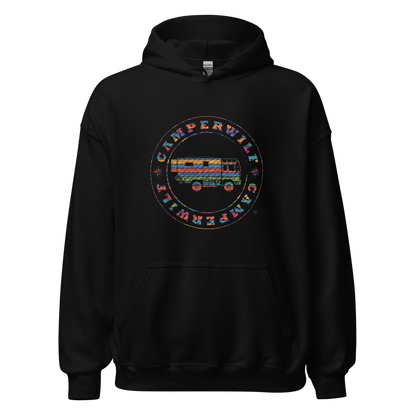 Sudadera Camperwilf® – Logo Multicolor Efecto Bordado (Negra)