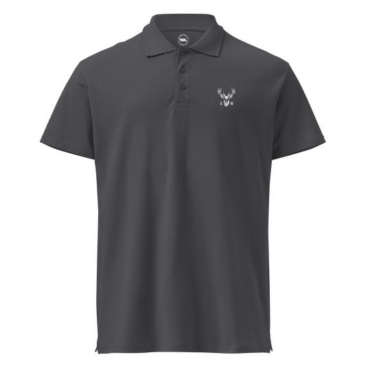 Polo Piqué 100% Algodón Camperwilf® – Gris con Ciervo Blanco