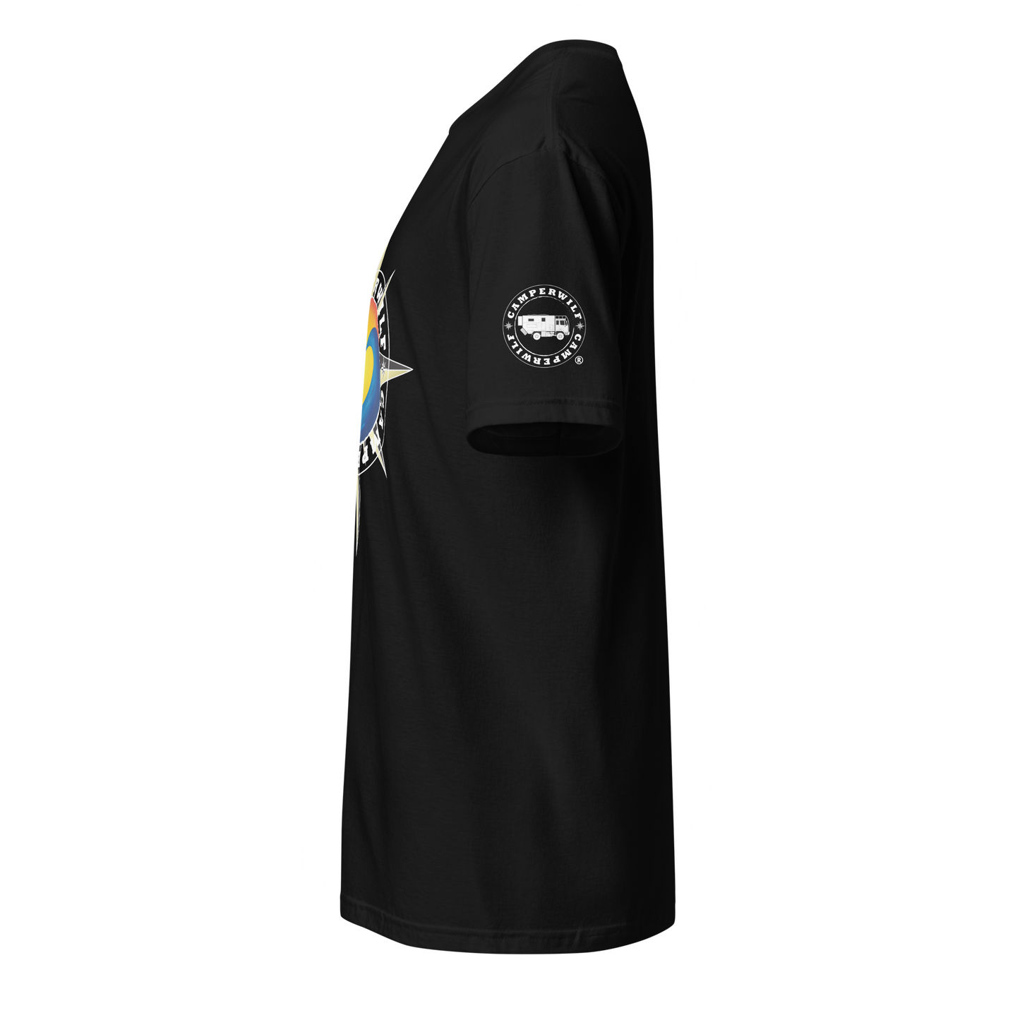 Camiseta Camperwilf® 100% algodón- Negro, Sol y Mar