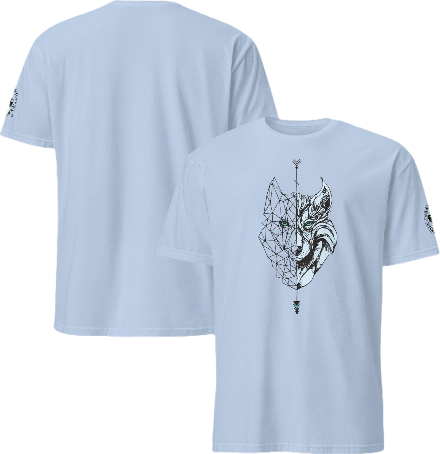 Camiseta Camperwilf® 100% algodón, con Lobo, celeste
