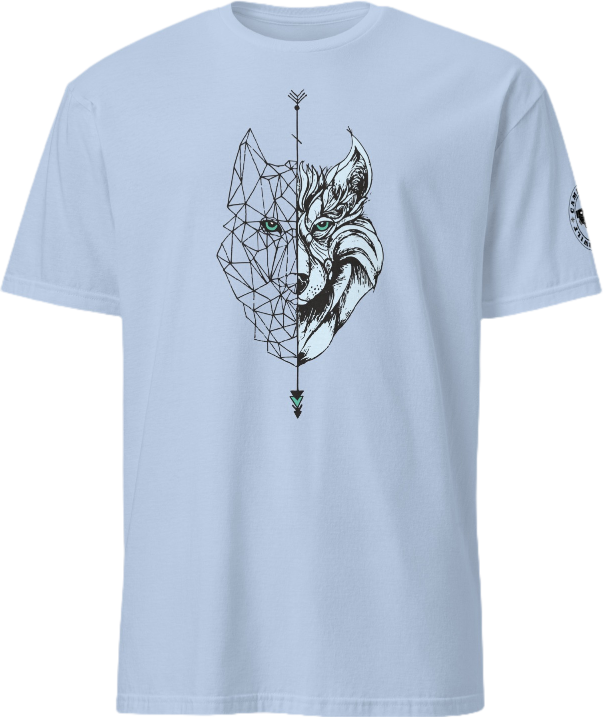Camiseta Camperwilf® 100% algodón, con Lobo, celeste