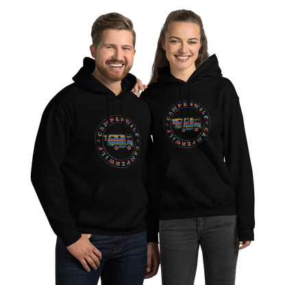 Sudadera Camperwilf® – Logo Multicolor Efecto Bordado (Negra)