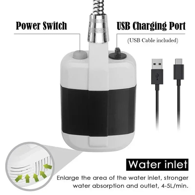 Ducha Portátil Camperwilf® – Con Motor Eléctrico y USB