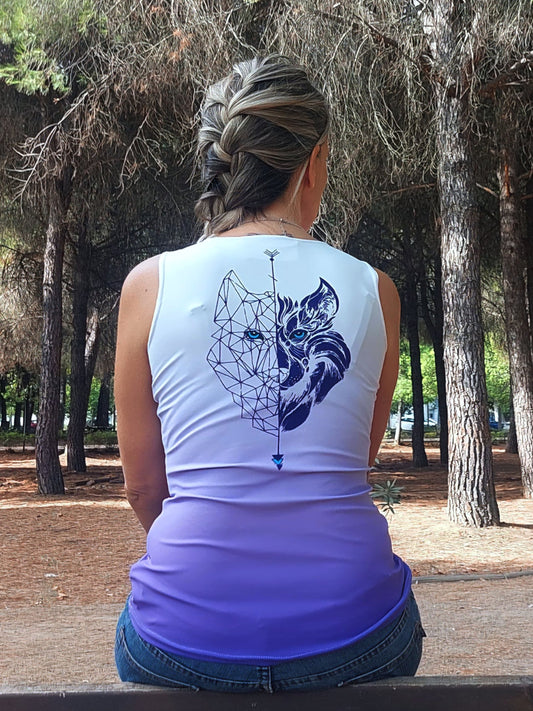 Camiseta de tirantes para mujer Lobo morado