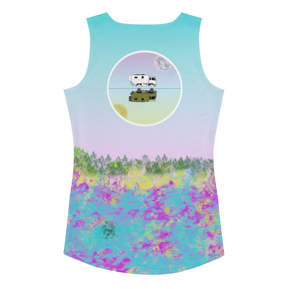 Camiseta de tirantes para mujer jardín violetas