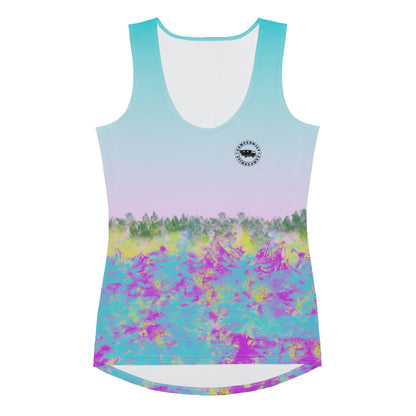 Camiseta de tirantes para mujer jardín violetas