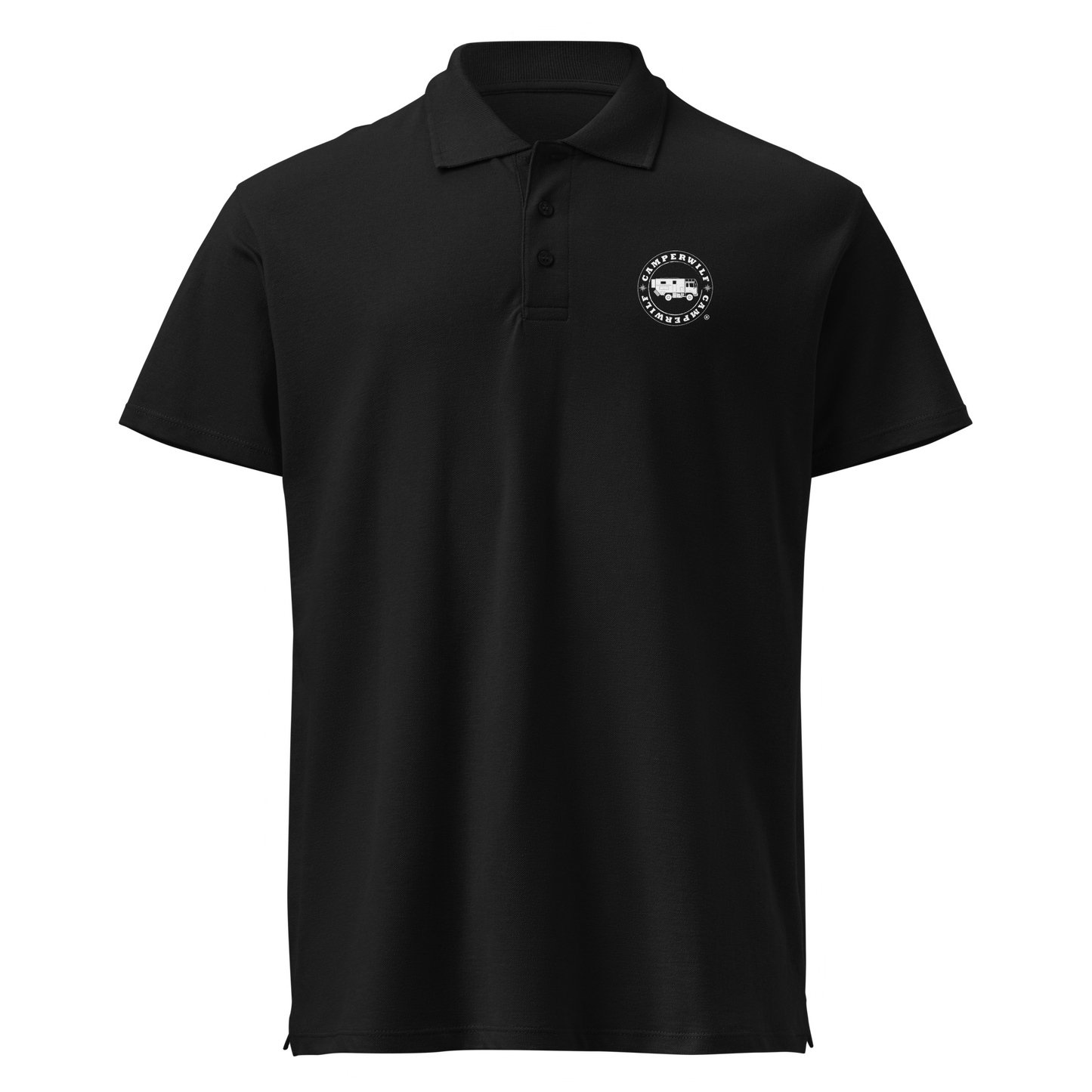 Polo de piqué Camperwilf® – Negro con Logo Blanco