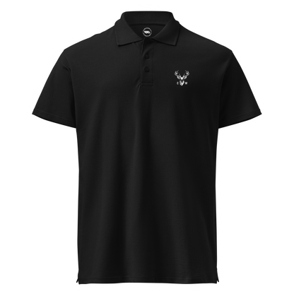 Polo Piqué 100% Algodón Camperwilf® – Negro con Ciervo Blanco