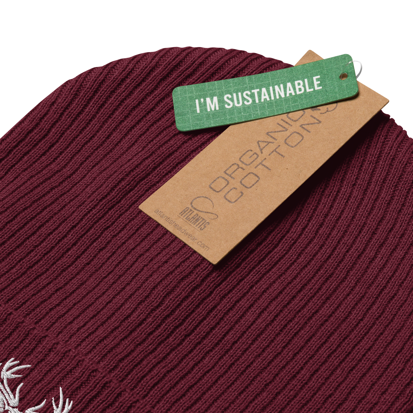 Gorro de Algodón Orgánico Camperwilf® – Ciervo, color Burdeos