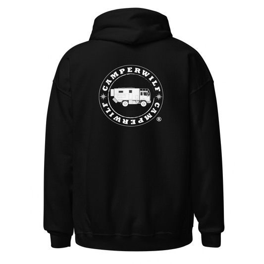 Sudadera Camperwilf® – Negra con Logo Blanco