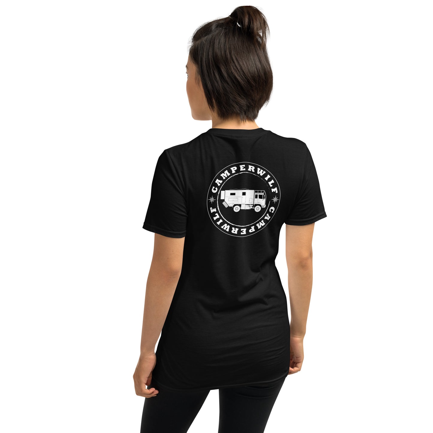 Camiseta Negra mujer 100% algodón Logo blanco